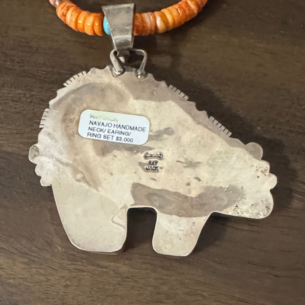 Native Signed Ray Jack Bear Pendant Necklace - image 2